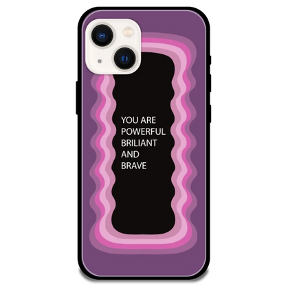 'You Are Powerful, Brilliant & Brave' Pink - Glossy Metal Silicone Case For Apple iPhone Models apple iphone 13