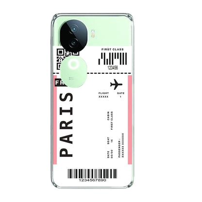 Paris Ticket - Clear Printed Silicone Case For IQOO Infographic