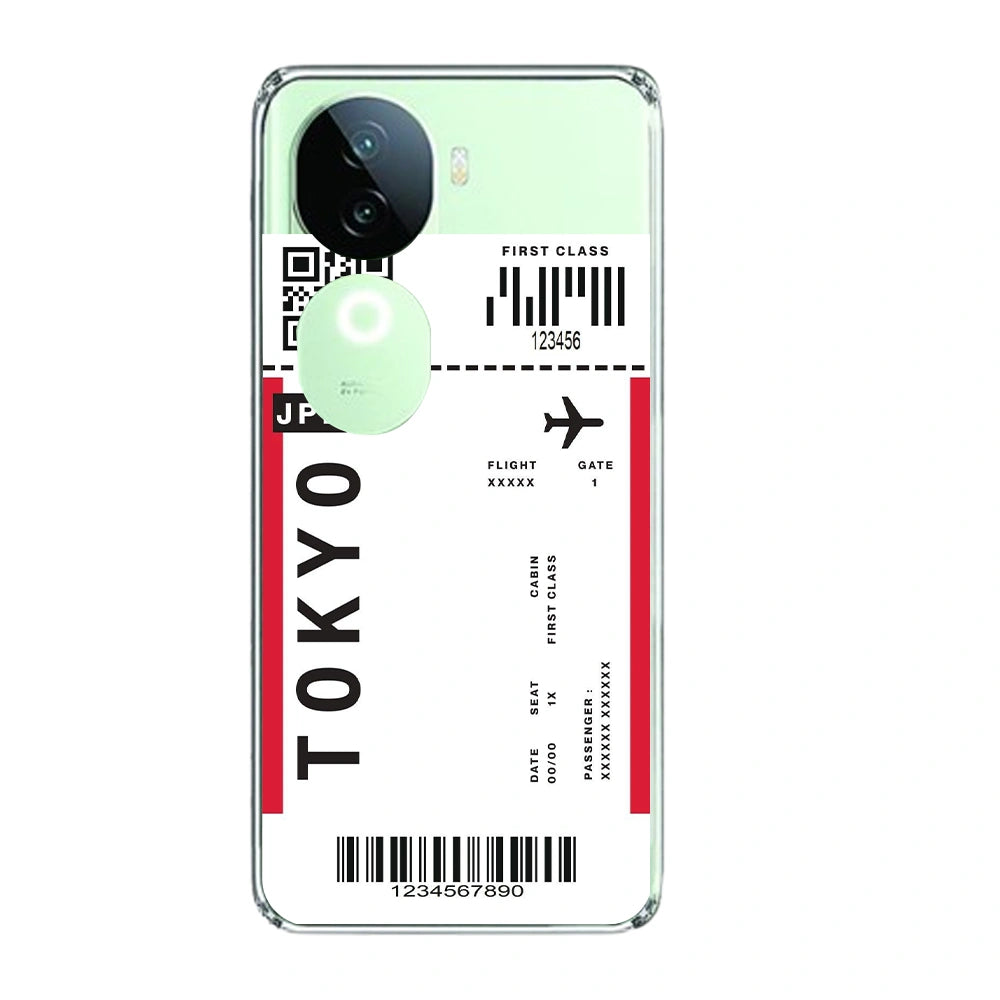 Tokyo Ticket - Clear Printed Silicone Case For IQOO Infographic