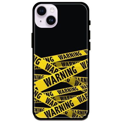 Warning - Glossy Metal Silicone Case For Apple iPhone Models- Apple iPhone 15 Plus