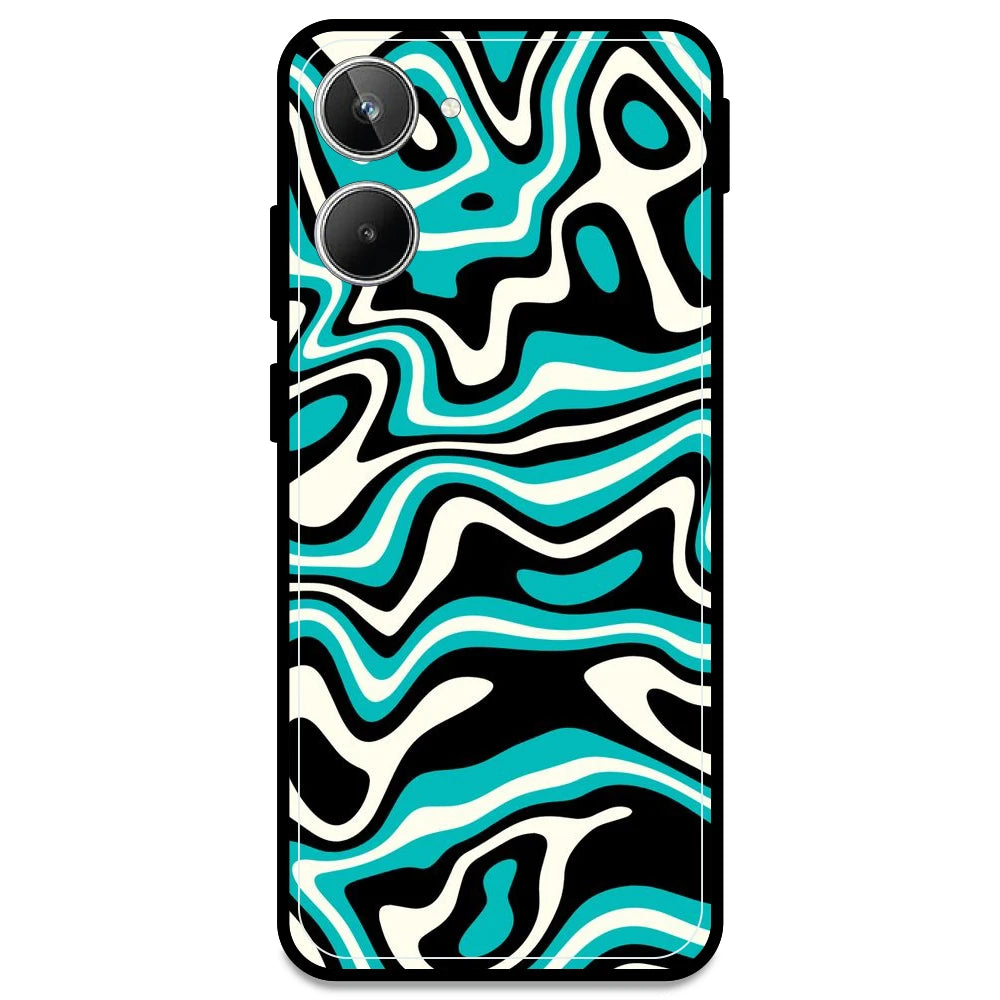 Blue & Black Waves - Armor Case For Realme Models Realme 10 4G