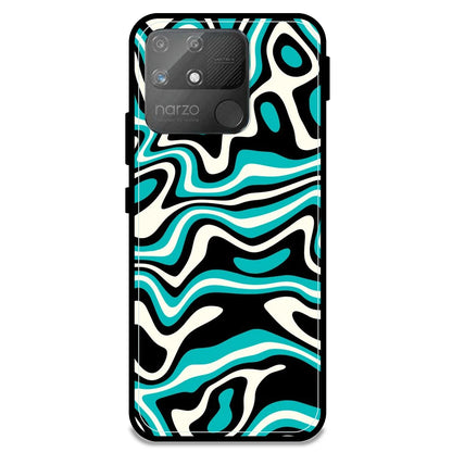 Blue & Black Waves - Armor Case For Realme Models Realme Narzo 50A