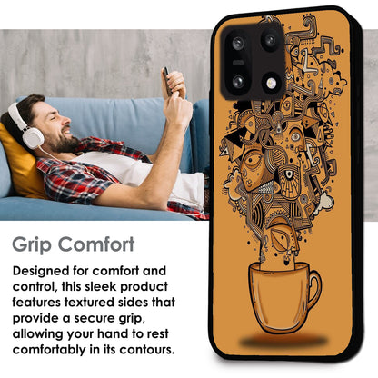 Abstract Coffee Doodle - Glossy Metal Silicone Cases for OnePlus Models