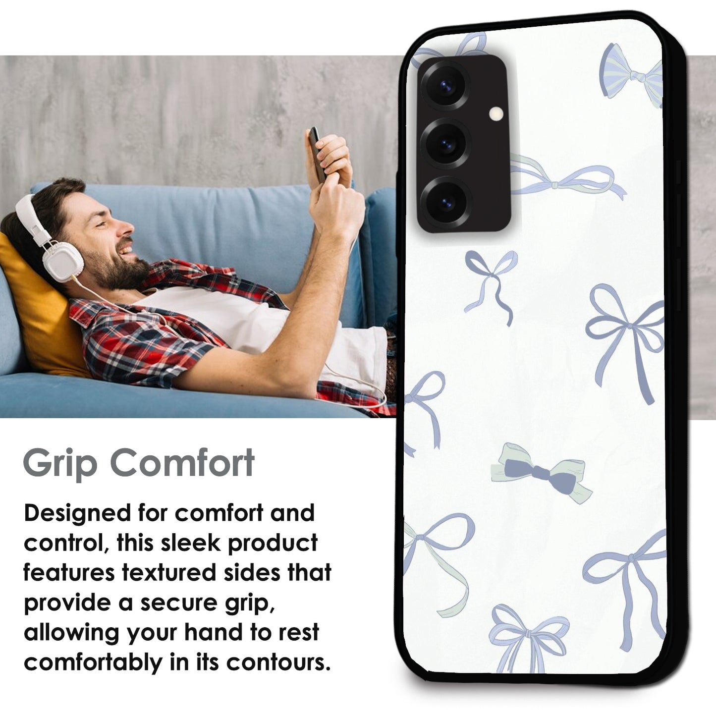 Blue Bows - Glossy Metal Silicone Cases for Samsung