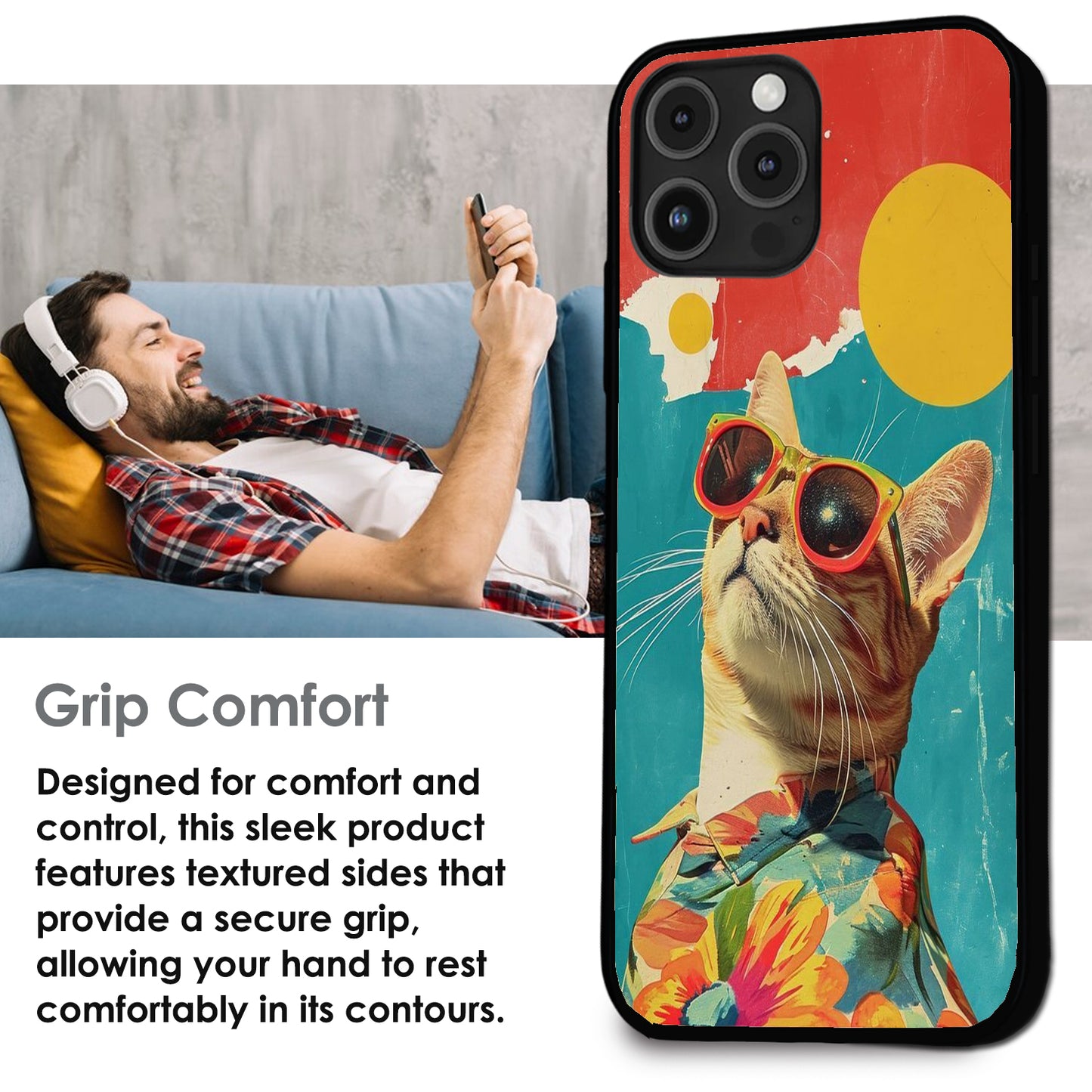 Cool Cat Summer - Glossy Metal Silicone Cases for Apple iPhone