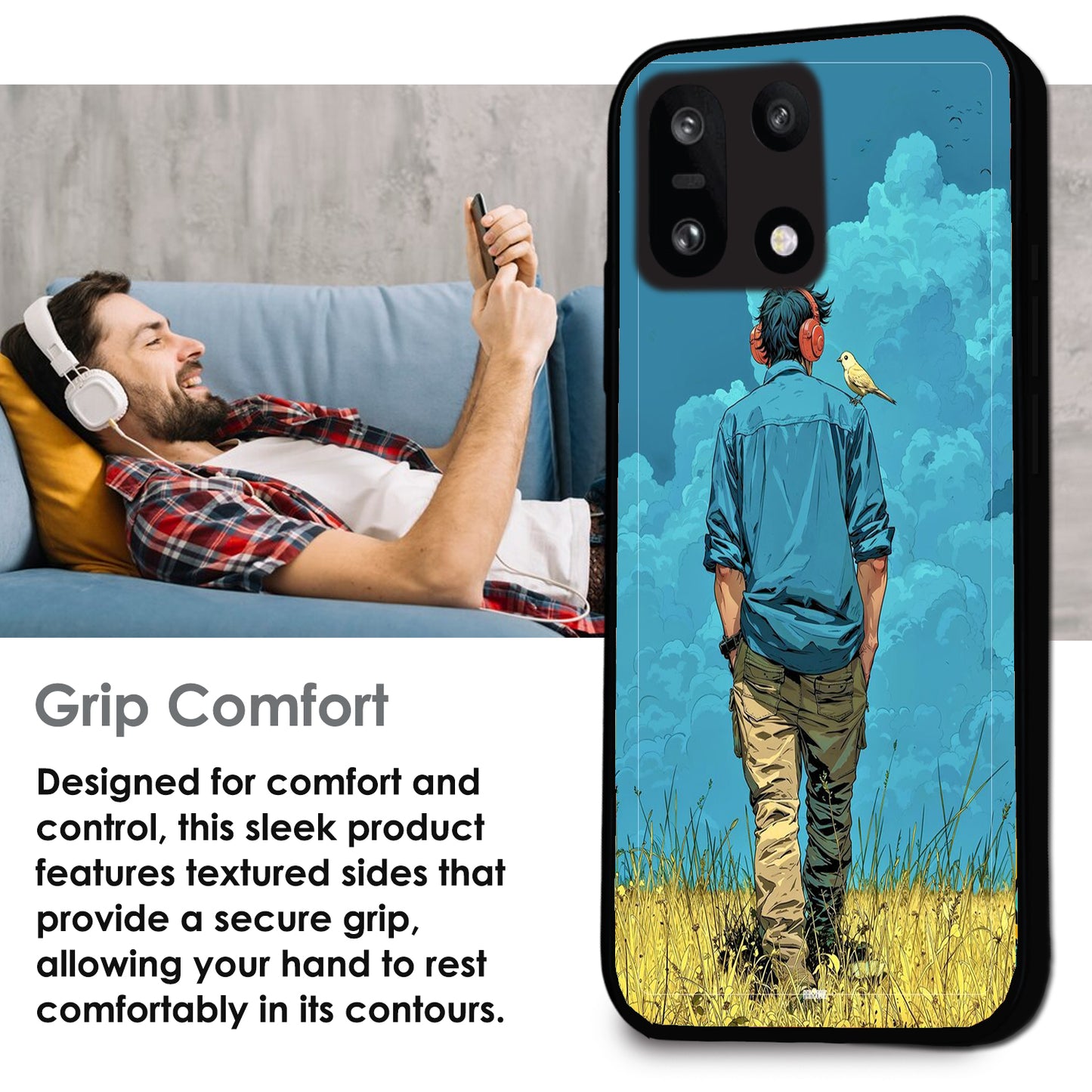 Dreamer in Blue Clouds - Glossy Metal Silicone Cases for OnePlus Models
