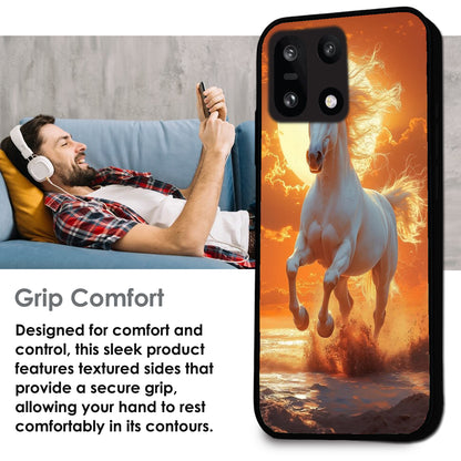 Majestic White Horse Sunset - Glossy Metal Silicone Cases for OnePlus Models