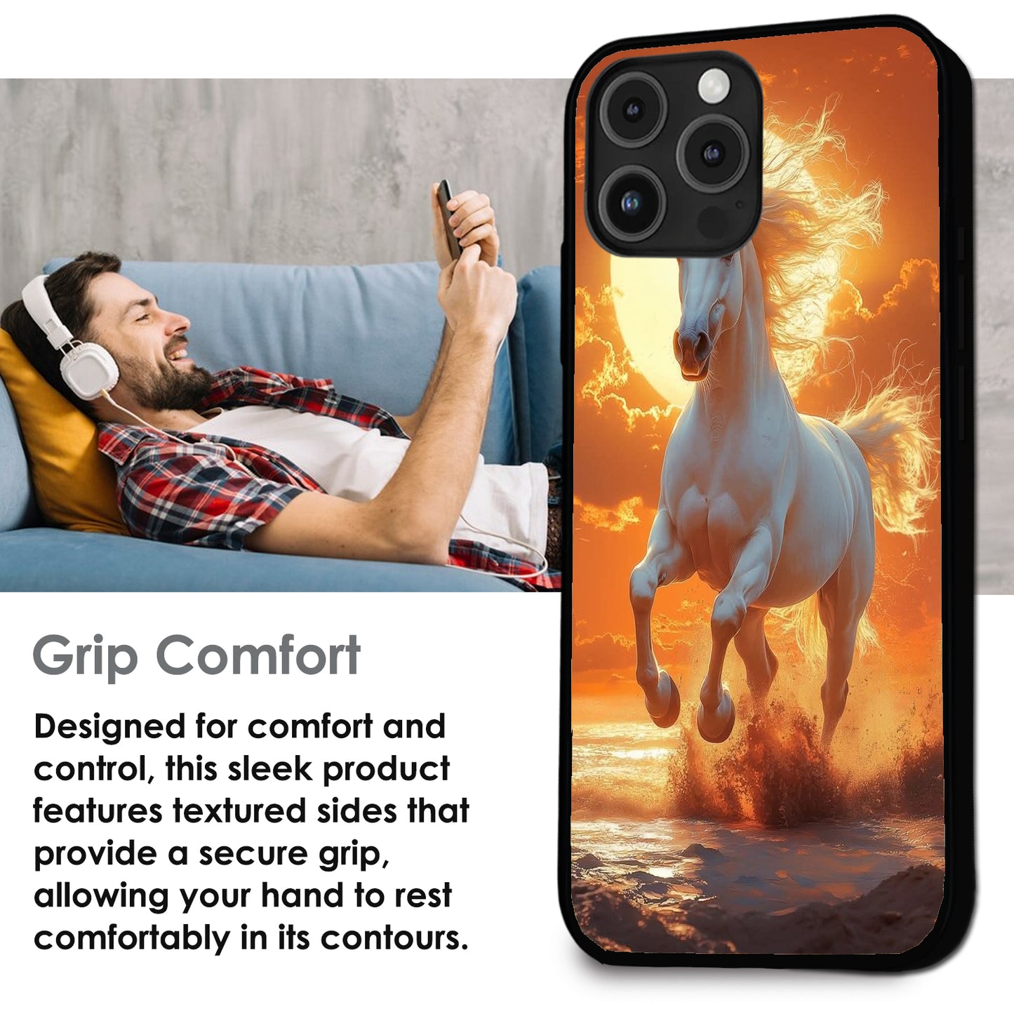 Majestic White Horse - Glossy Metal Silicone Cases for Apple iPhone