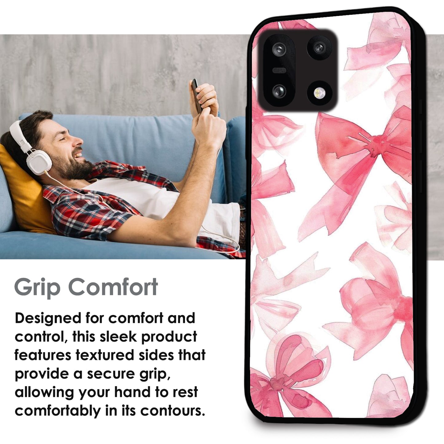 Cute Pink Bows - Glossy Metal Silicone Cases for Oneplus