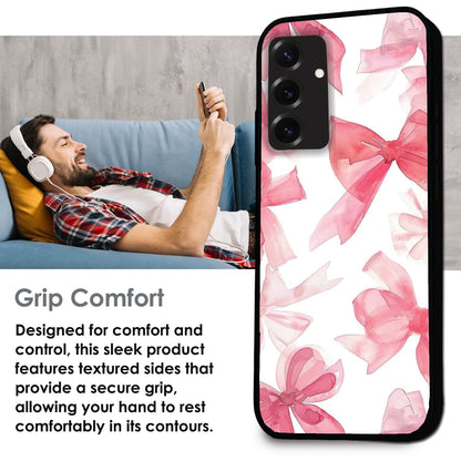 Cute Pink Bows - Glossy Metal Silicone Cases for Samsung