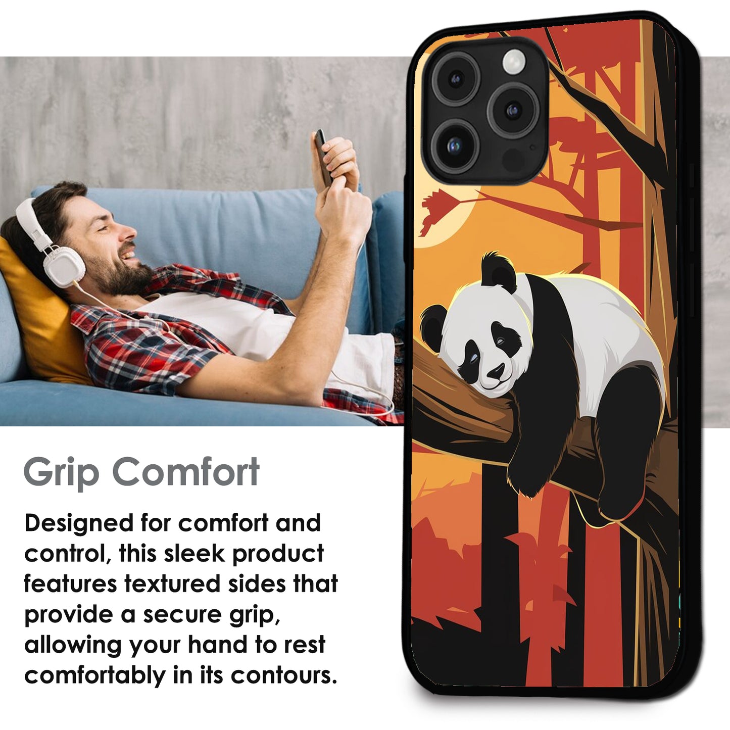 Sleeping Panda Sunset - Glossy Metal Silicone Cases for Apple iPhone