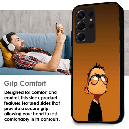 Stylish Cartoon Boy - Glossy Metal Silicone Cases for Samsung Models