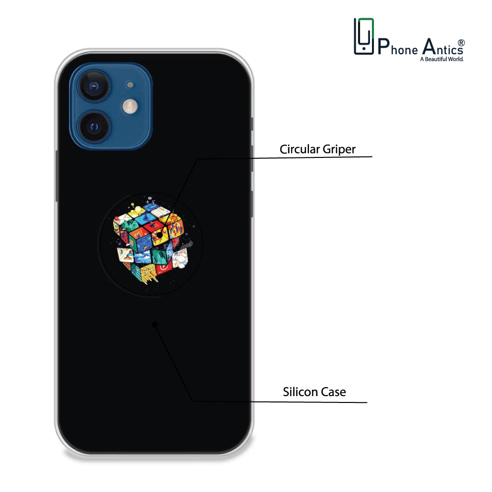 Rainbow Cube - Silicone Grip Case For Apple iPhone Models iPhone 12 infographic
