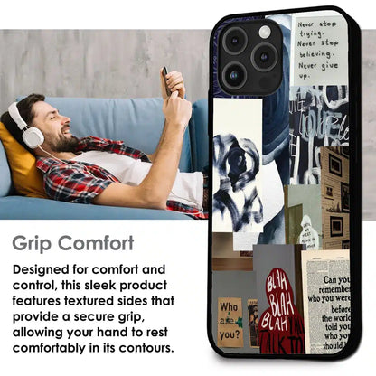 Blue Motivational Collage - Glossy Metal Silicone Case For Apple iPhone Infographic
