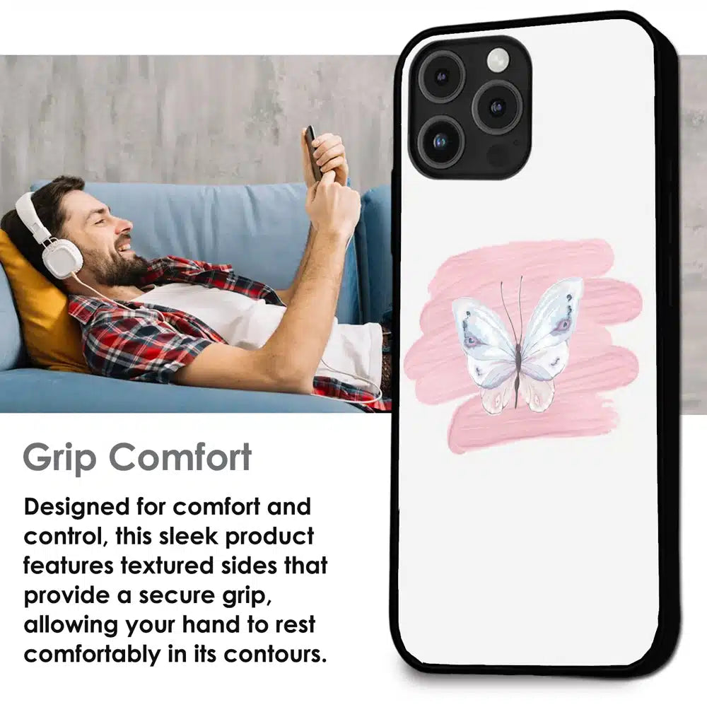 Minimal Butterfly Blush Art - Glossy Metal Silicone Case For Apple iPhone Infographic