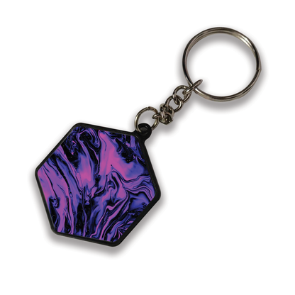 Purple Swirl - Keychain hexagon