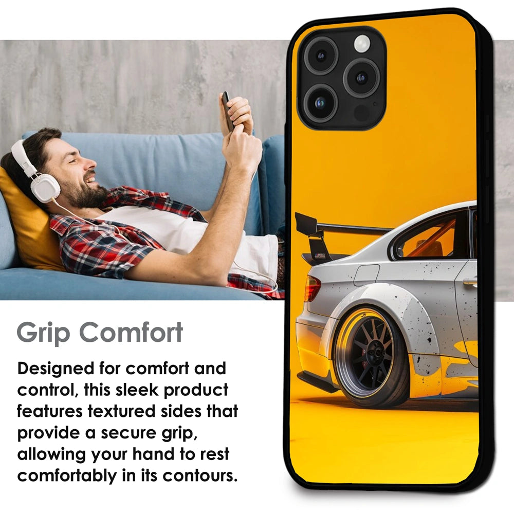 Sport Car Yellow Background - Glossy Metal Silicone Case For Apple iPhone Infographic