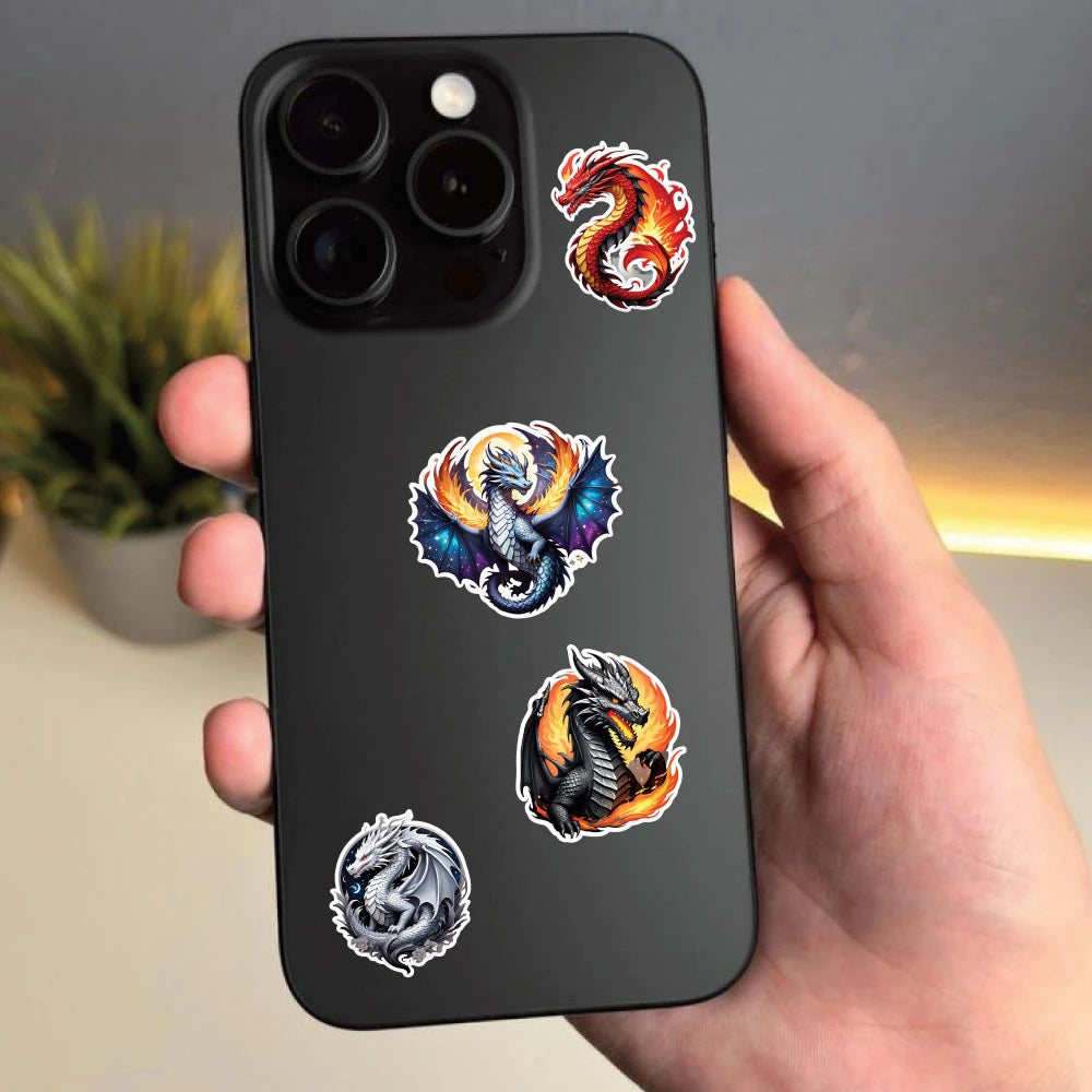Dragons – 38 Waterproof Aesthetic Stickers for Phone Cases, Clear Covers, Journals, Scrapbooks & More Infographic