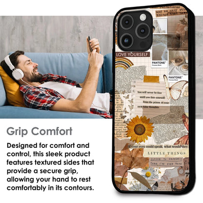 Aesthetic Butterfly & Sunflower - Glossy Metal Silicone Case For Apple iPhone Infographic