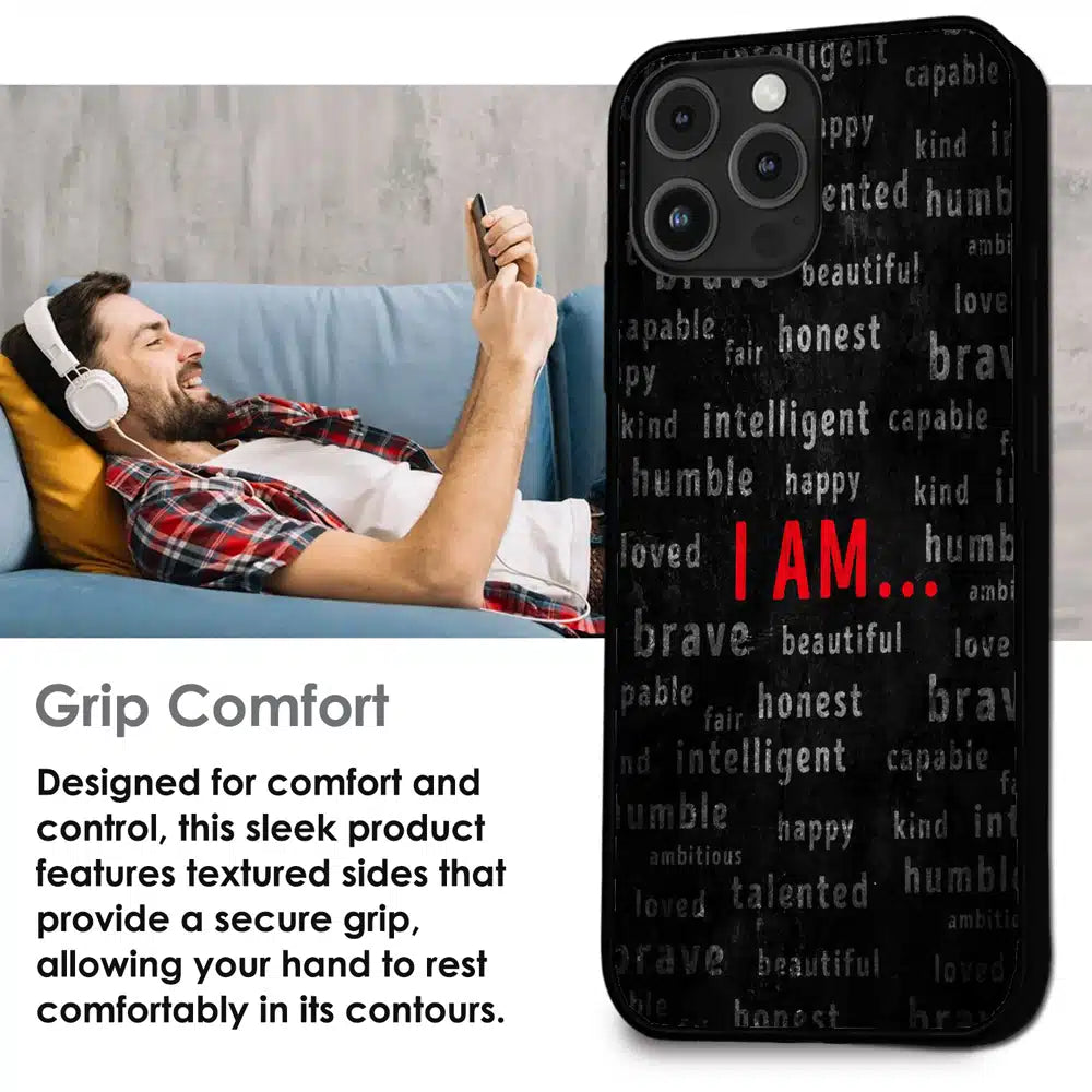 I Am Affirmation Quote - Glossy Metal Silicone Case For Apple iPhone Infographic