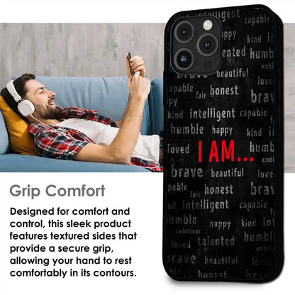 I Am Affirmation Quote - Glossy Metal Silicone Case For Apple iPhone Infographic