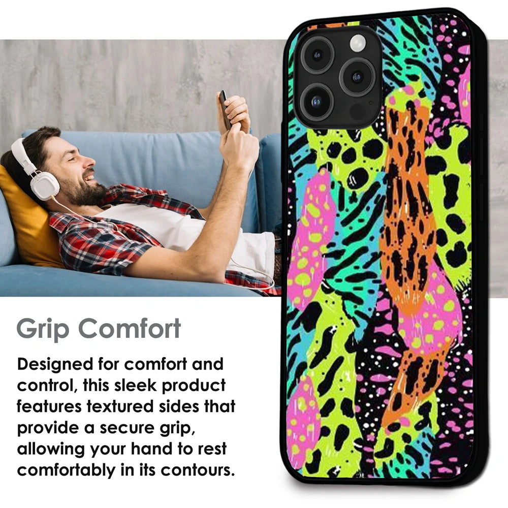 Colorful Artistic Paint Splash - Glossy Metal Silicone Case For Apple iPhone Infographic