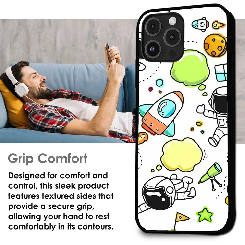 Cute Rocket & Galaxy - Glossy Metal Silicone Case For Apple iPhone Infographic