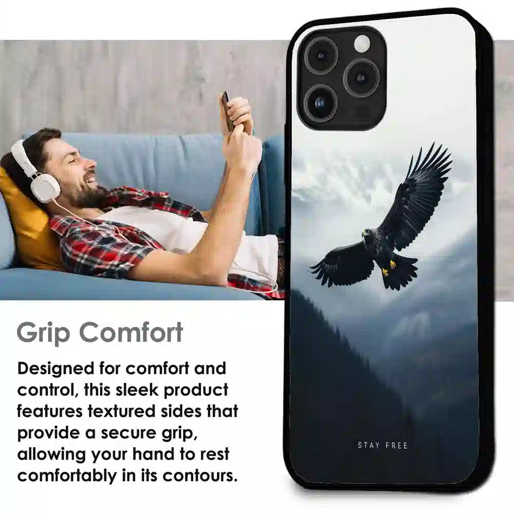 Stay Free Eagle Flight - Glossy Metal Silicone Case For Apple iPhone Infographic