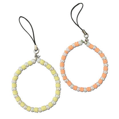 Yellow And Orange Clay Beads With Pearl - A Combo Of 2 Phone Charms