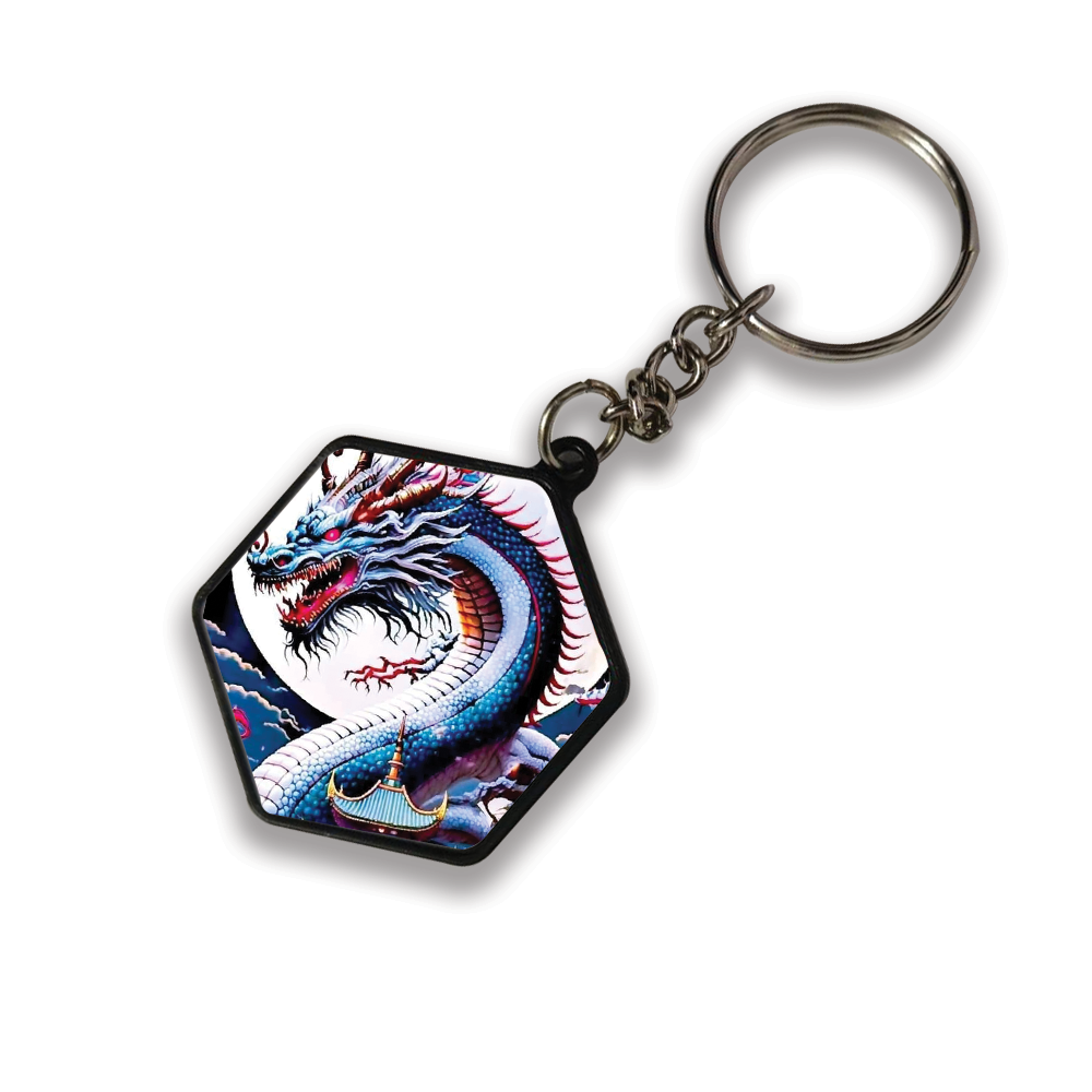 Blue Dragon - Keychain HEXAGON