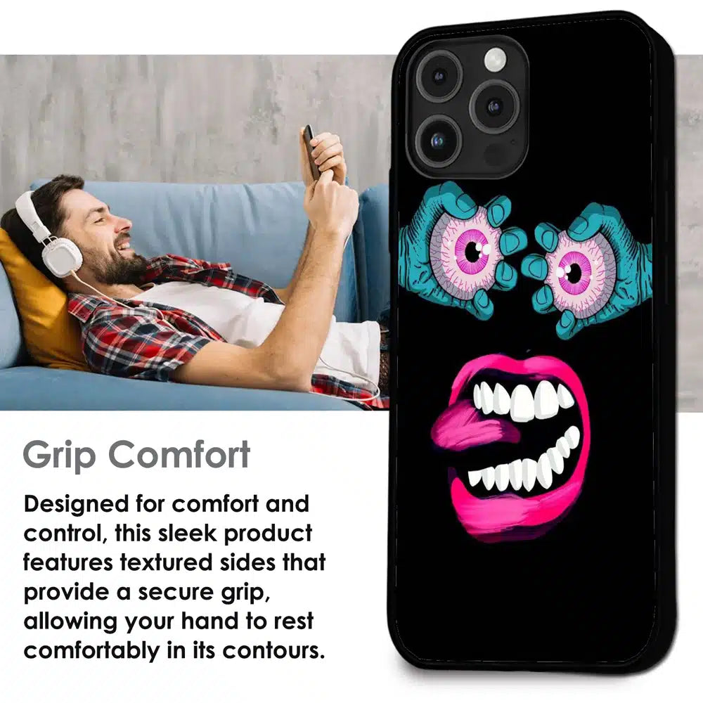 Neon Eyeball Pop Art - Glossy Metal Silicone Case For Apple iPhone Infographic