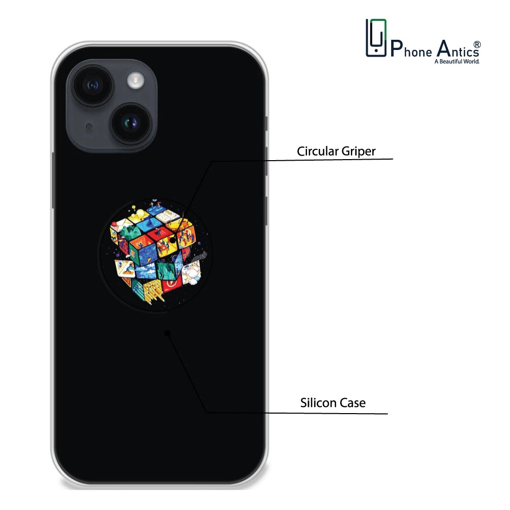Rainbow Cube - Silicone Grip Case For Apple iPhone Models iPhone 14 infographic