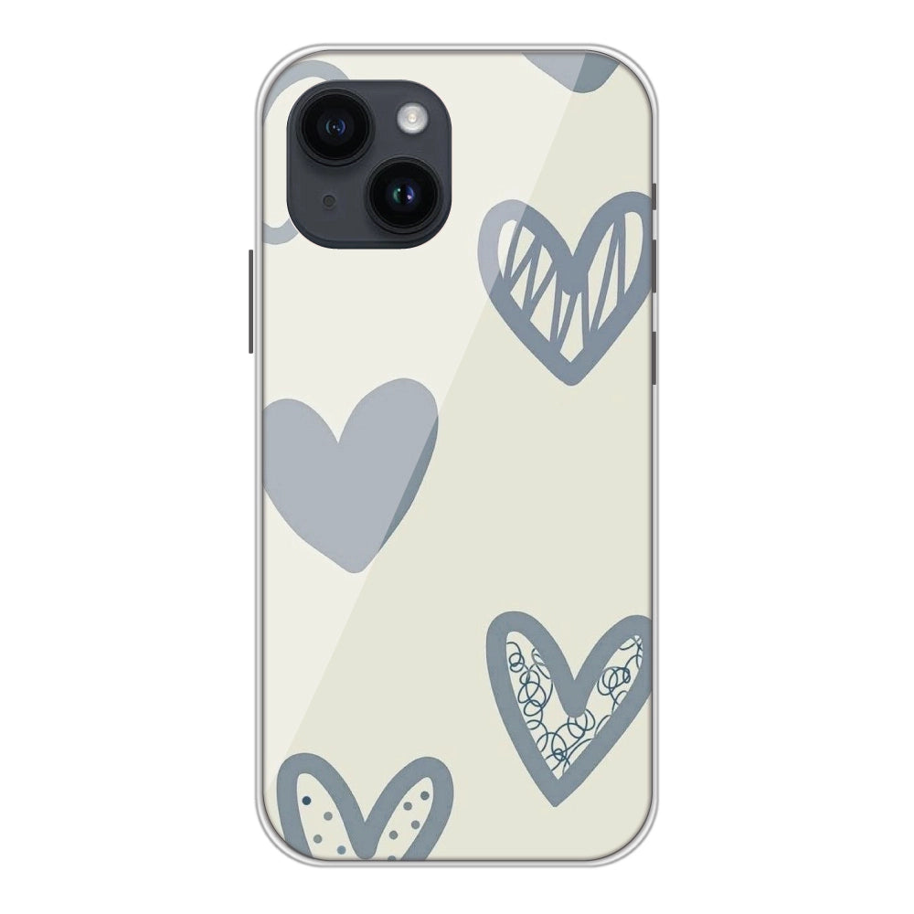 Light Blue Hearts - Silicone Case For Apple iPhone Models Apple iPhone 13 and 14