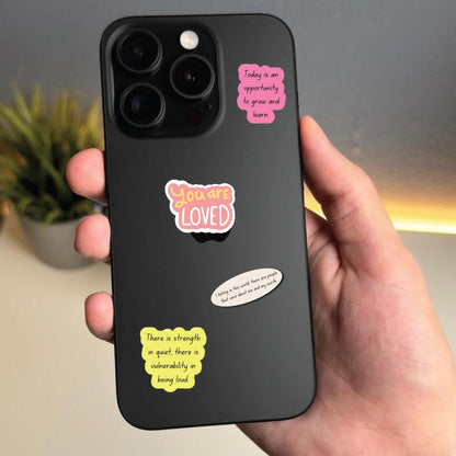 Motivational Sticker Bundle – 45 Waterproof Aesthetic Stickers for Phone Cases, Clear Covers, Journals, Scrapbooks & More
