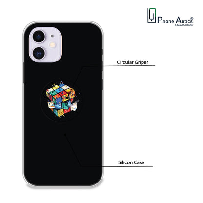 Rainbow Cube - Silicone Grip Case For Apple iPhone Models iPhone 11 infographic
