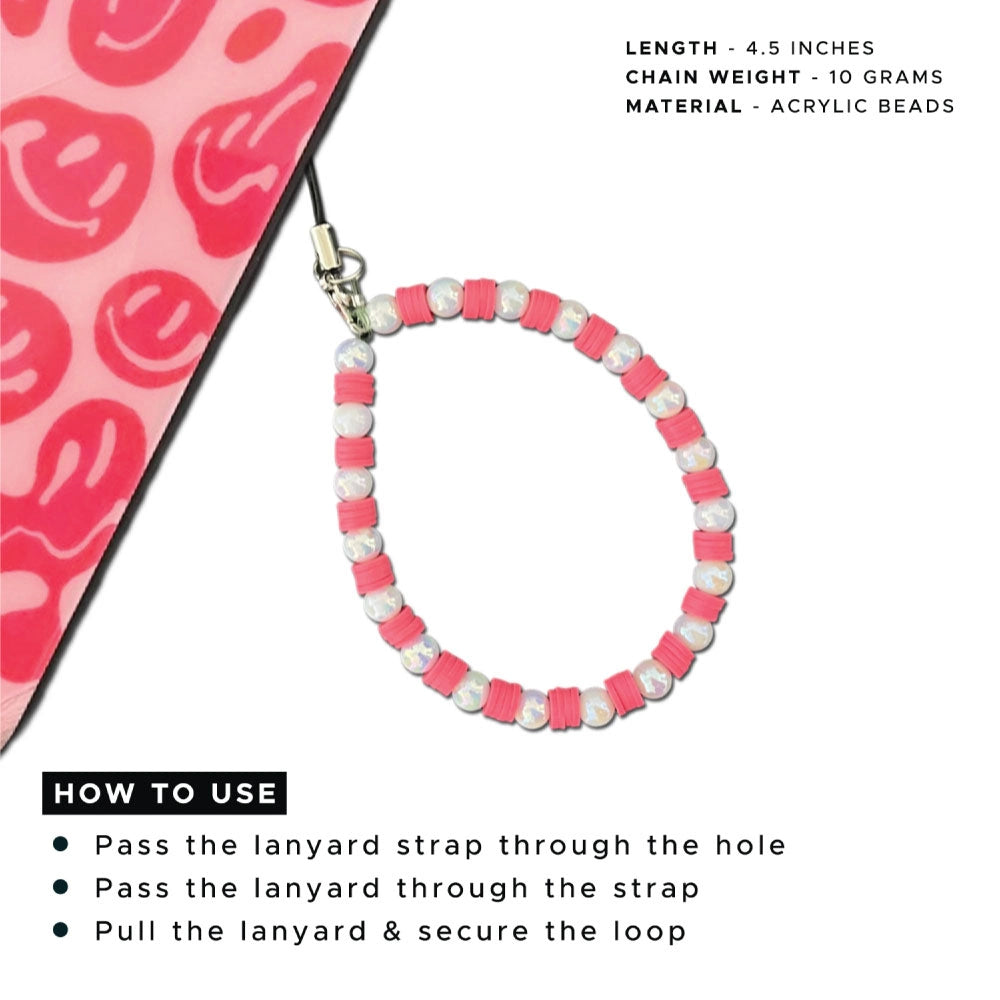 Pink And Red Clay Beads With Pearl - A Combo Of 2 Phone Charms infographic