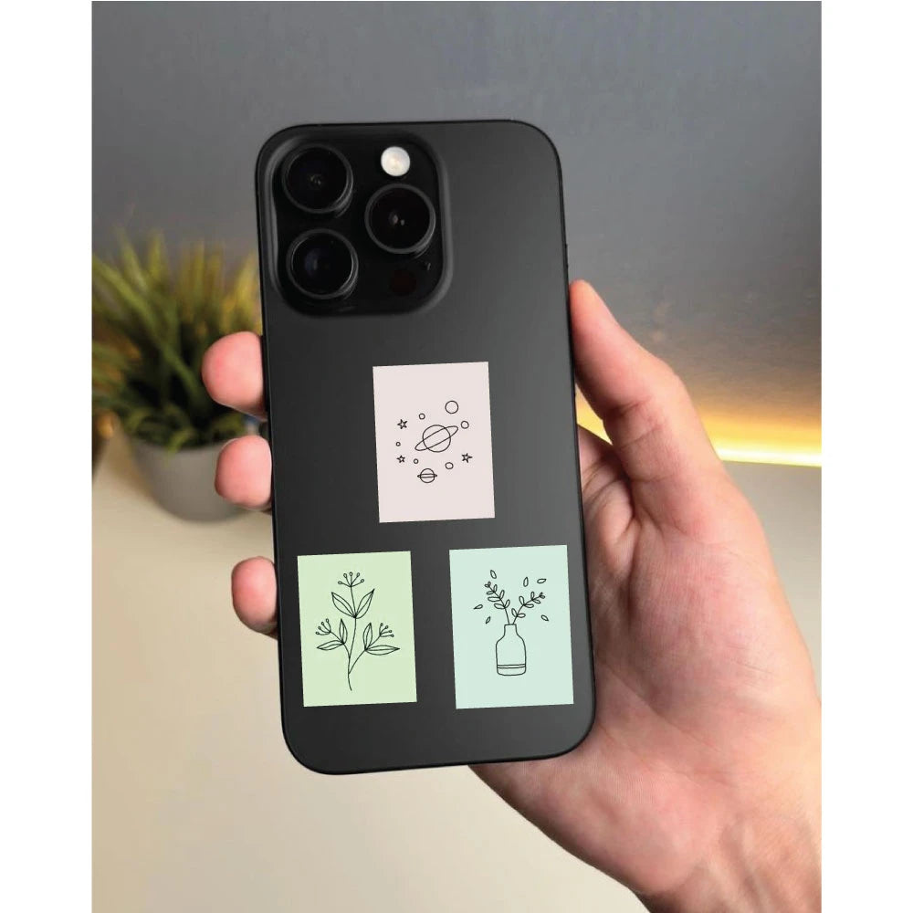 Minimal Aesthetic Stickers Pack – 42+ Pastel Line Art Stickers Infographic