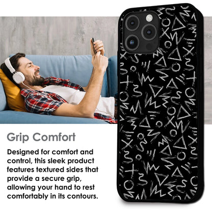 Geometric Black & White Pattern - Glossy Metal Silicone Case For Apple iPhone Infographic