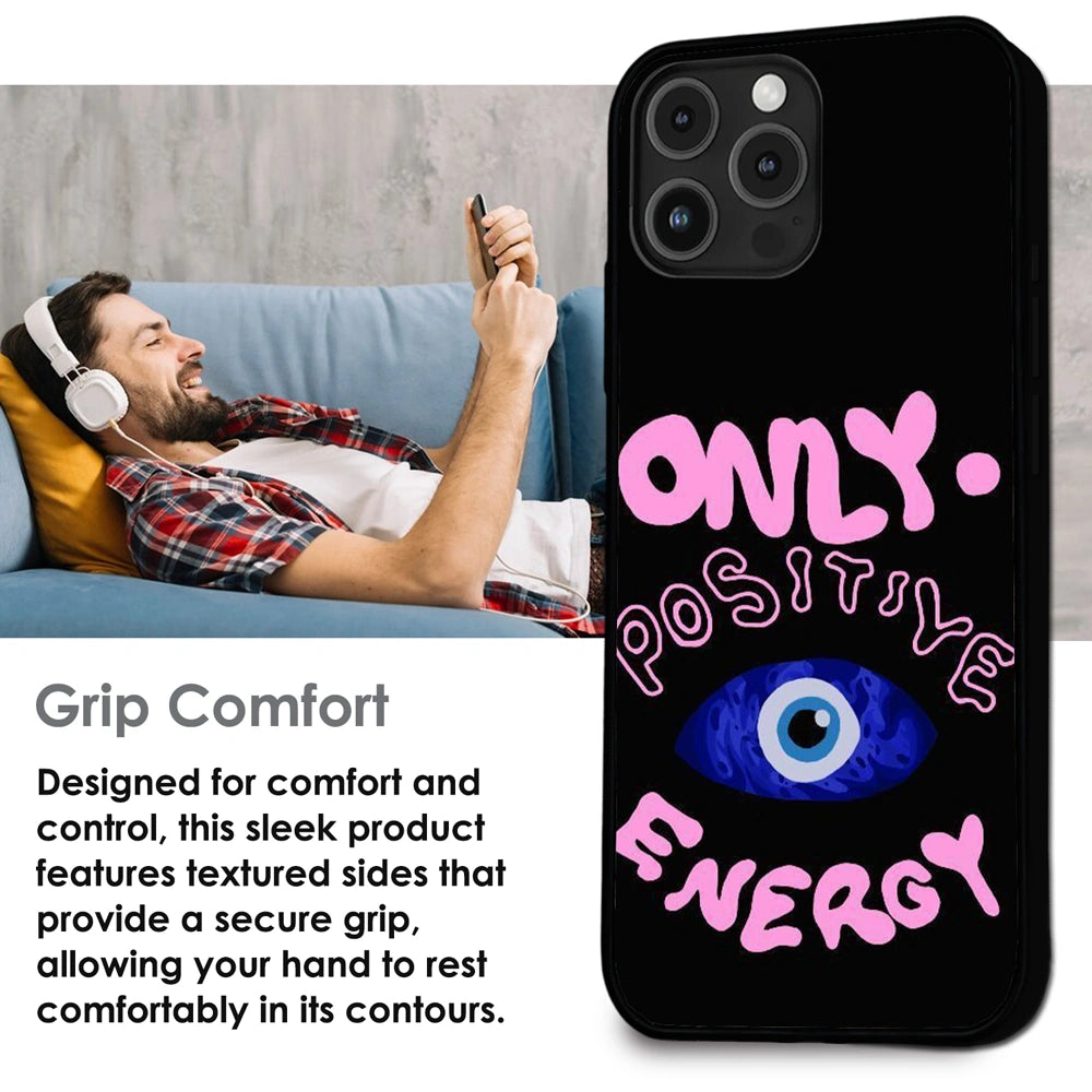 Only Positive Energy Evil Eye - Glossy Metal Silicone Case For Apple iPhone Infographic