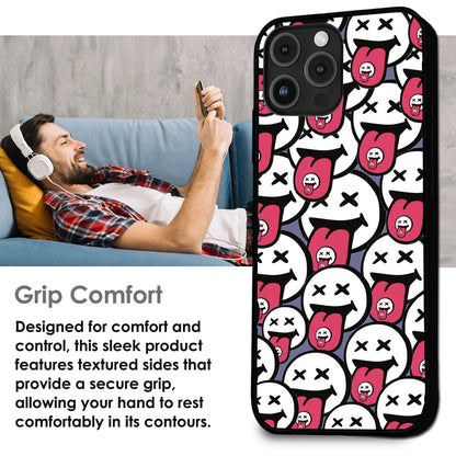 Funny Cartoon Faces - Glossy Metal Silicone Case For Apple iPhone Infographic