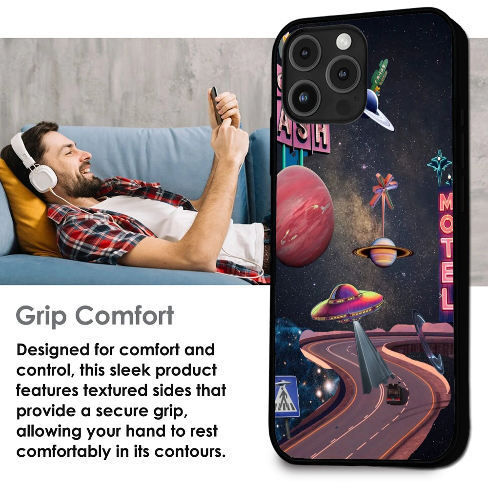 Cosmic Aesthetic - Glossy Metal Silicone Case For Apple iPhone Infographic