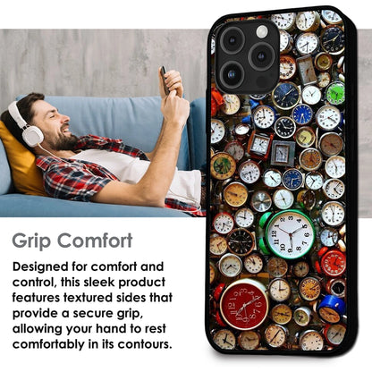 Retro Timepiece Pattern - Glossy Metal Silicone Case For Apple iPhone Infographic