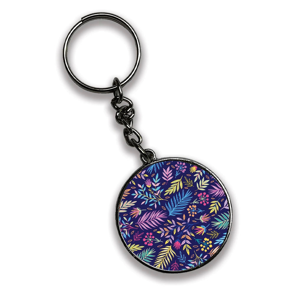 Floral - A Combo Of 4 Silver Border Keychains