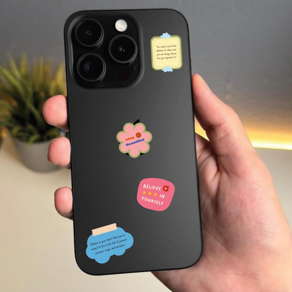 Inspirational Sticker Bundle – 40 Waterproof Aesthetic Stickers for Phone Cases, Clear Covers, Journals, Scrapbooks & More