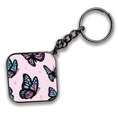 Butterfly - A Combo Of 4 Silver Border Keychains