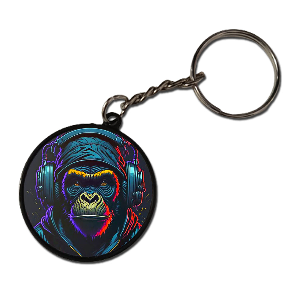 Monkey DJ - Keychain CIRCLE