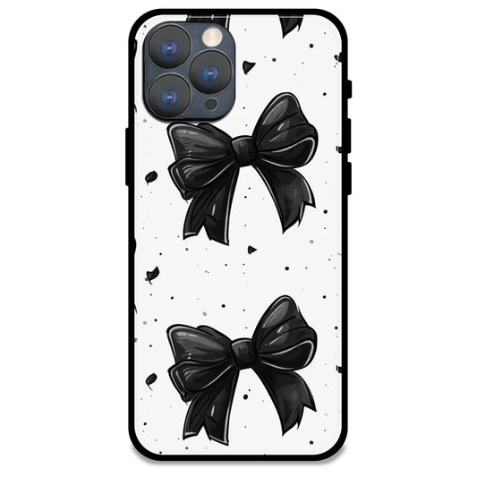 Polka Dot Bows - Glossy Metal Silicone Case For Apple iPhone Models