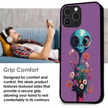 Floral Alien Fantasy - Glossy Metal Silicone Case For Apple iPhone Infographic