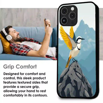 Mountain Bird Freedom Art - Glossy Metal Silicone Case For Apple iPhone Infographic