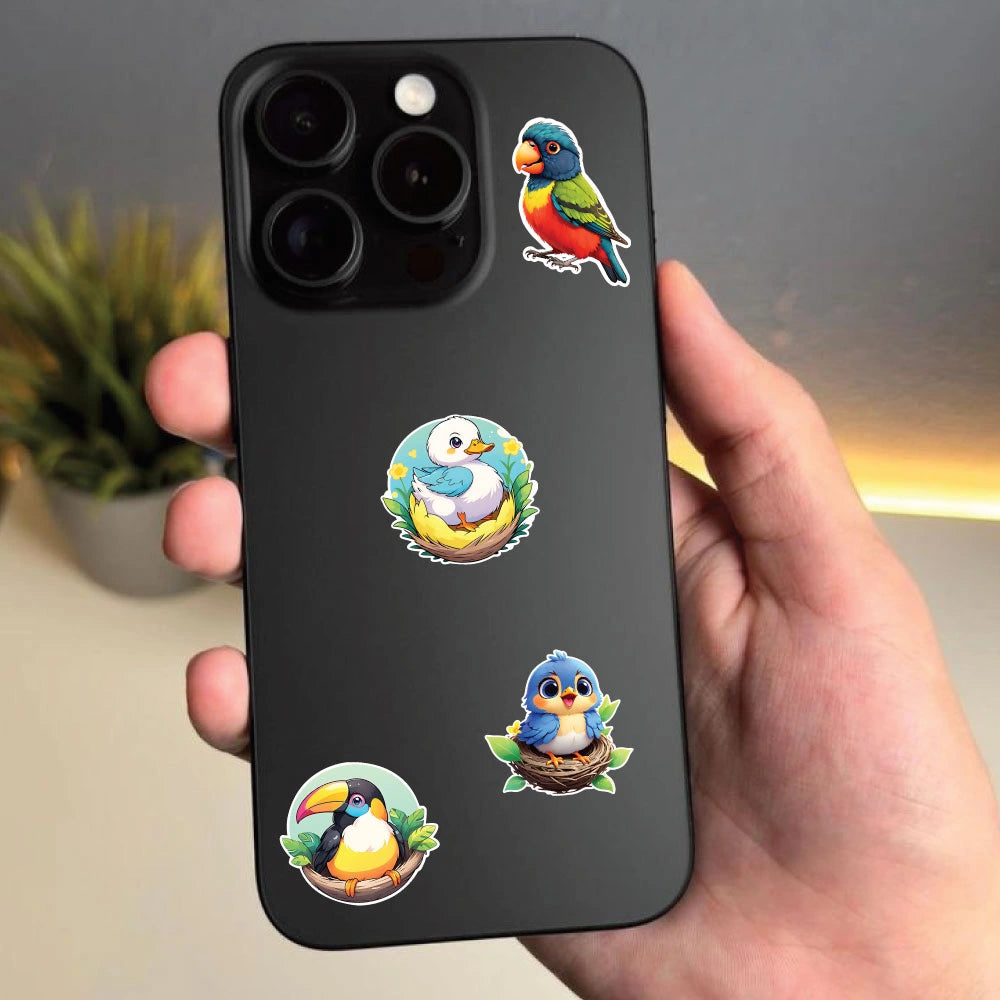Birds 2 – 40 Waterproof Aesthetic Stickers for Phone Cases, Clear Covers, Journals, Scrapbooks & More Infographic
